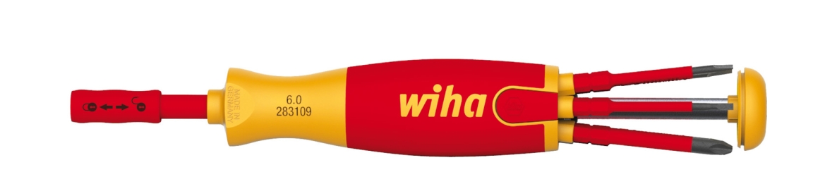Wiha 41235 Schroevendraaier met bitmagazijn LiftUp electric sleufkop, Pozidriv, PlusMin/Pozidriv met 6 slimBits in blister -41235