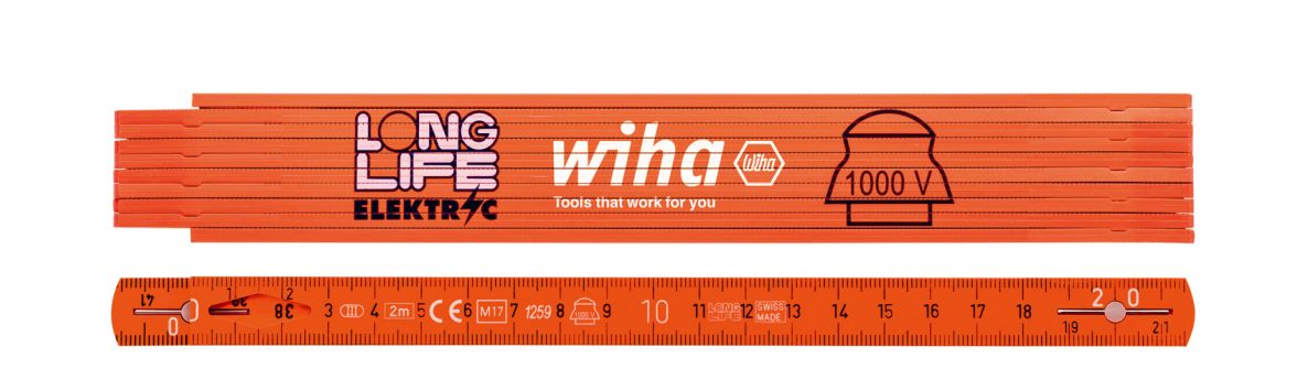 Wiha 42068 Elektriciensduimstok Longlife 2 m metrisch, 10 delen oranje