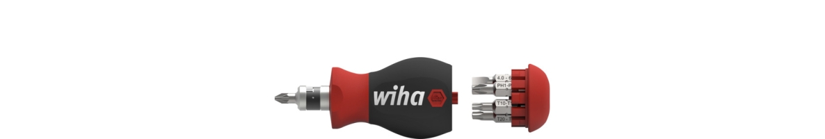 Wiha 43613 Schroevendraaier met bitmagazijn magnetisch met 7 bits Stubby 1/4"