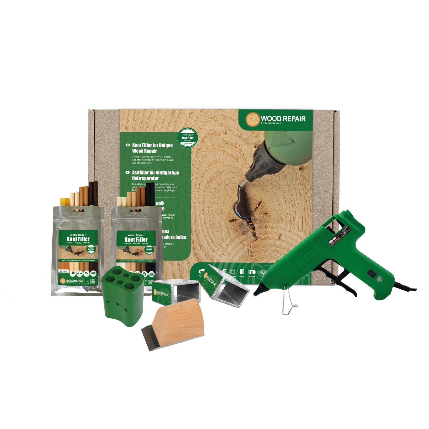 Wood Repair WRE-50036 BCD 180 Knoopvullerpistool Houtreparatie PLUS+ kit in doos