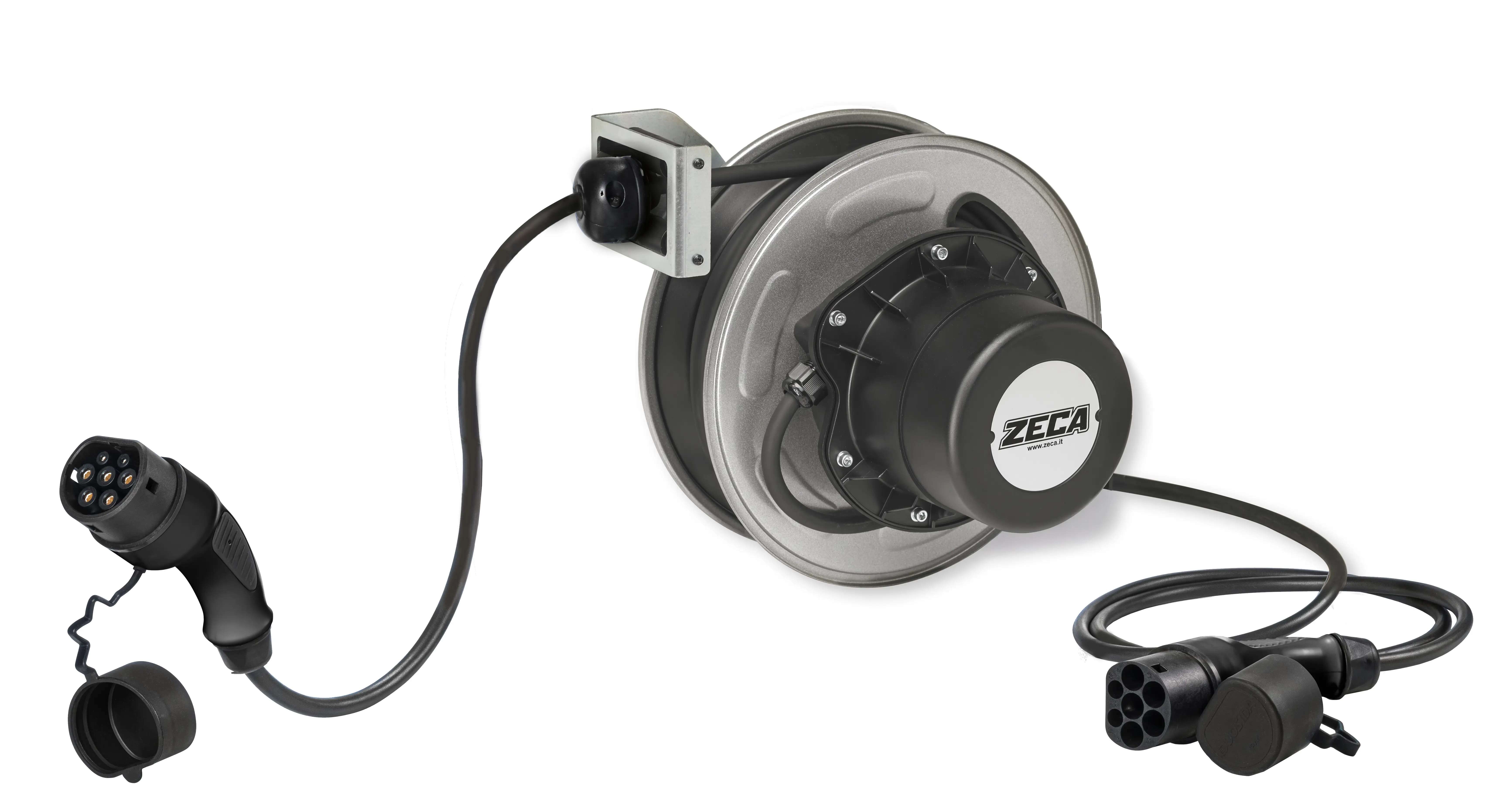Zeca EV6322T Kabelveerhaspel EV Laadkabel 7+1 m Triple Fase 32A excl. bevestigingsbeugel
